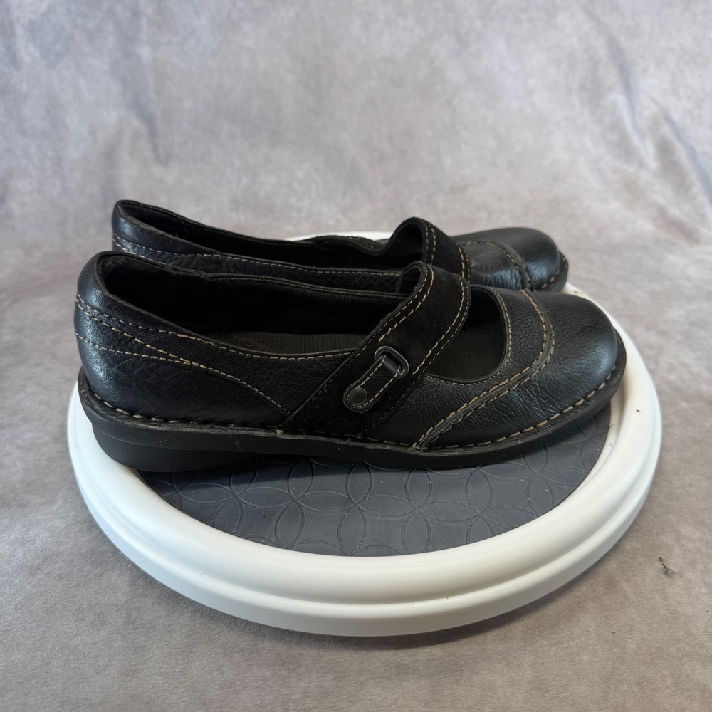 Clarks Mary Jane Flats Women 7.5 Black Leather Suede Bendables 62785